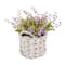 11" Lily-Of-The-Valley Flowers In White Basket